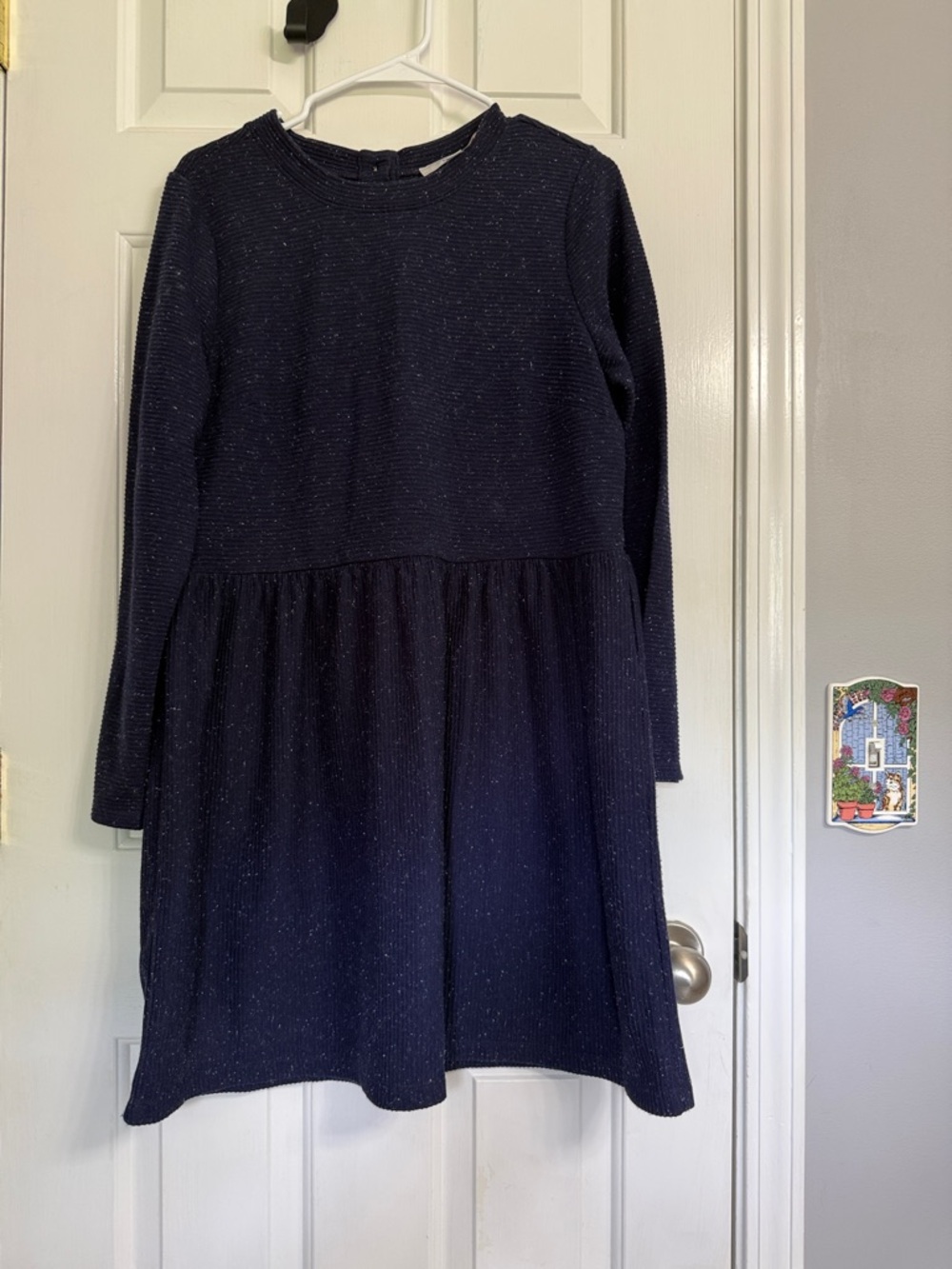 LOFT Navy Sparkle Long-Sleeve Casual Dress